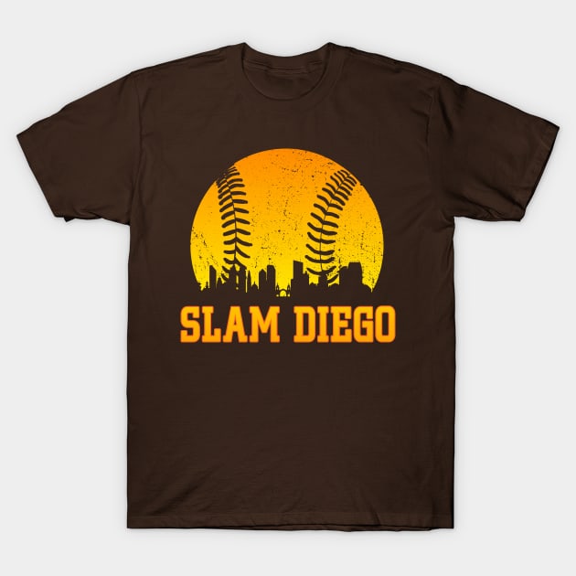 Vintage Slam Diego San Diego City Skyline Baseball Gameday