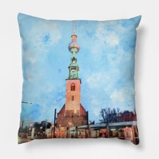 Berlin. St. Mary's Church and TV Tower. Pillow