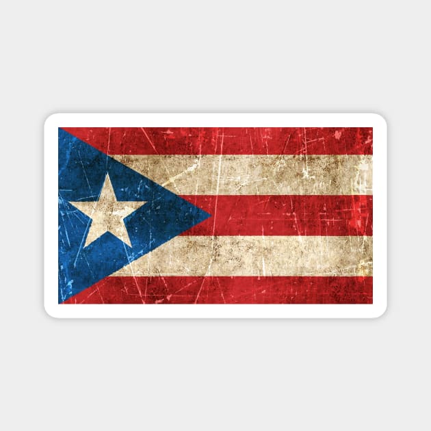 Vintage Aged and Scratched Puerto Rican Flag Magnet by jeffbartels