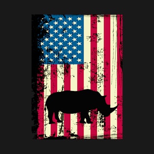 Rhinoceros American Flag USA Patriotic 4th Of July Gifts T-Shirt