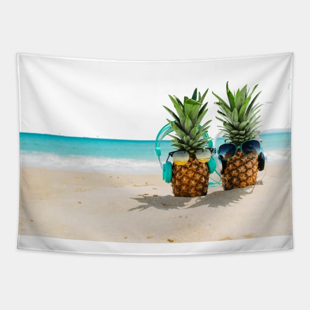 Funny Pineapple Tapestry by King Tiger