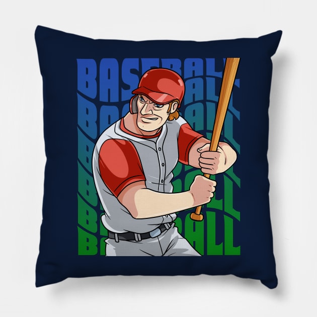 Baseball Player Boys Girls Youth Homerun Hitter Sports Pillow by Noseking