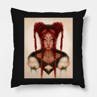 Portrait of fierce surreal magical fairy queen with jewel Pillow