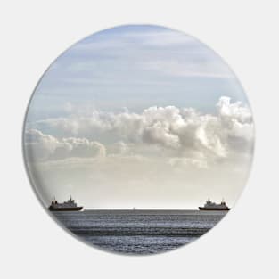 The ferries Bute and Argyle about to pass each other, Firth of Clyde, Scotland Pin