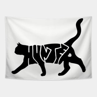 Black Cat - Hunter Typography Tapestry