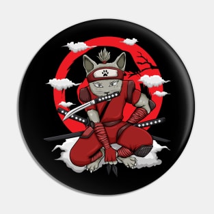 Ninja Cat Japanese Samurai Katana Ninja Kitty Kawaii Graphic Pin