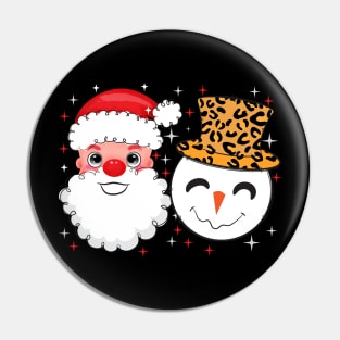 Santa and Snowman Leopard Sparkle Pin