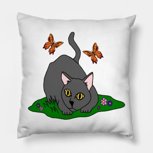 Cat and Butterfly Pillow