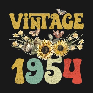 Vintage 1954 Sunflower Floral Retro Groovy 69th Birthday T-Shirt