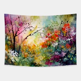 Watercolor Floral bloom spring Garden3 Tapestry