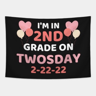 Funny It's My 2nd Grade On Twosday, Cute 2nd Twosday Grade, Numerology 2nd Grade Pop Design Gift Tapestry