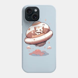 Cat on a flying saucer Phone Case