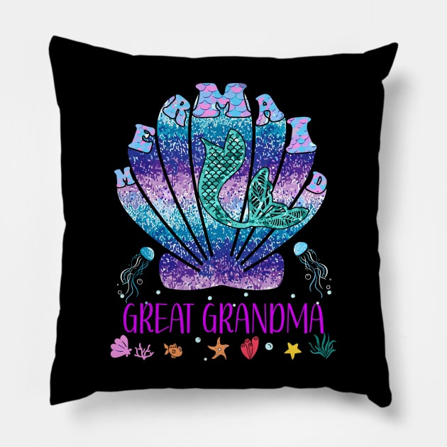 Mermaid Great Grandma Her Women Mermaid Matching Party Pillow by rhazi mode plagget