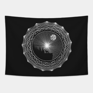 Deer Psychedelic Sun and Moon Tapestry