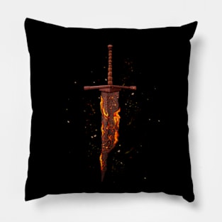 Broken sword on fire Pillow