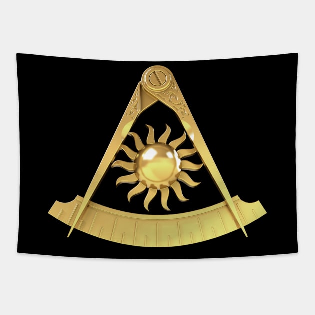 Past Master Gold Emblem Jewel Masonic Freemason Tapestry by Master Mason Made