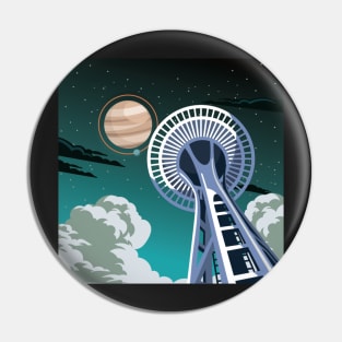 Space Elevator Illustration Pin