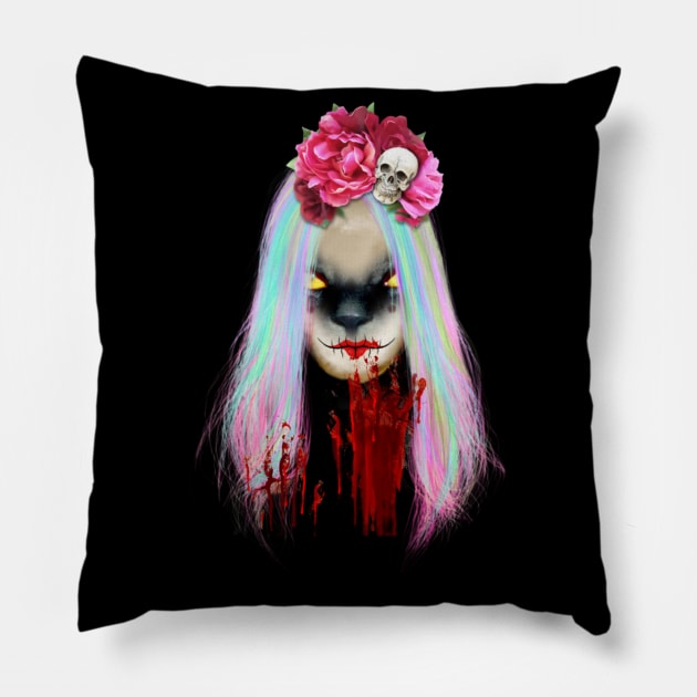 Gothic Horror Catgirl Pillow by igmonius