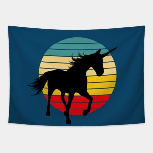 Retro Style Unicorn Silhouette Tapestry