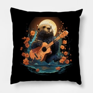 Beaver Playing Guitar Pillow