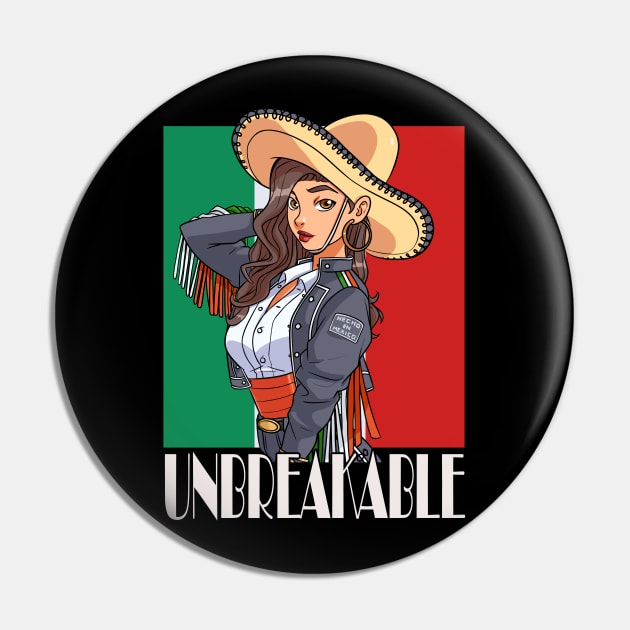 Mexican Girl Pride Mariachi Sombrero Unbreakable Pin by Noseking
