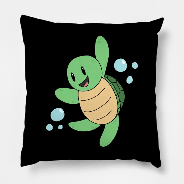 Friendly Sea Turtle Says Hi Pillow by pako-valor