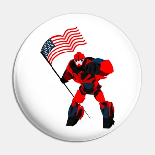 American Flag Funny Robotic Boys Pin