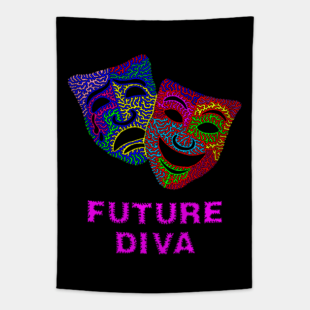 Future Diva - Comedy and Tragedy Masks Tapestry by NightserFineArts