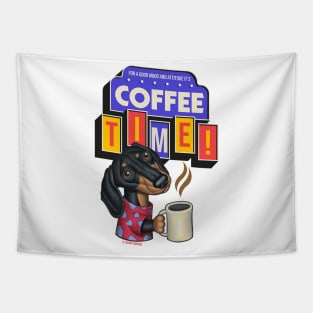 Cute Funny Doxie Dachshund Retro Coffee Tapestry