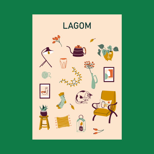 Print with Lagom lettering and cozy home stuff by DanielK