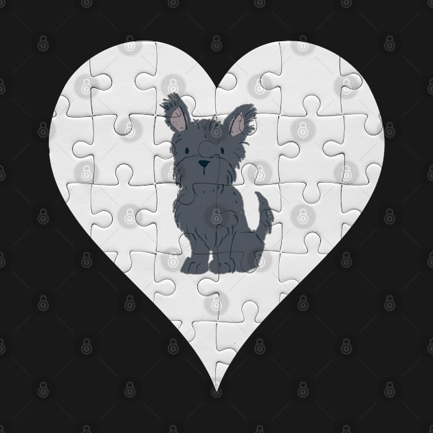 Terrier Heart Jigsaw Pieces Design - Gift for Terrier Black Lovers by HarrietsDogGifts