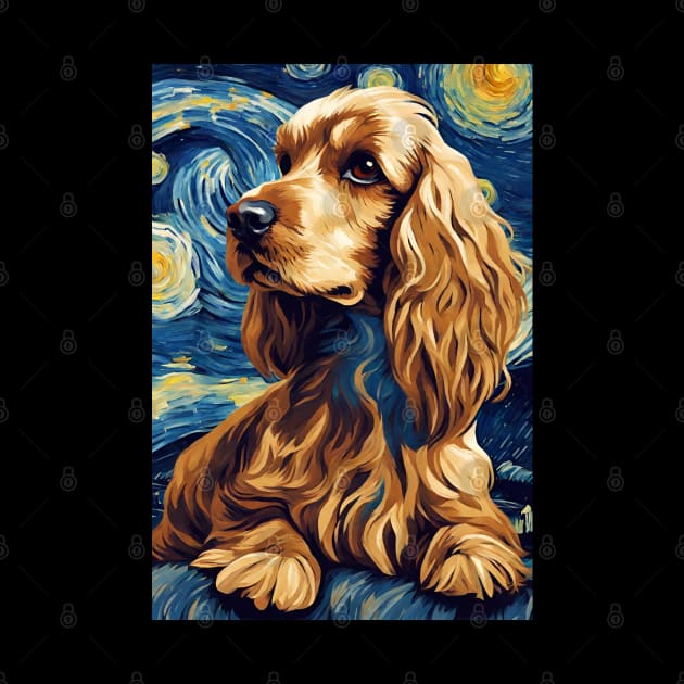 Cocker Spaniel Dog Breed Painting Dog Breed Painting in a Van Gogh Starry Night Art Style by Art-Jiyuu