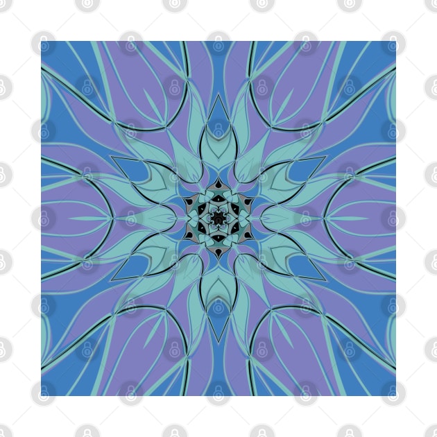 Cartoon Mandala Flower Blue and Purple by WormholeOrbital