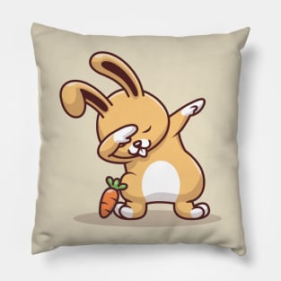 Cute Rabbit Dabbing Pose With Carrot Pillow