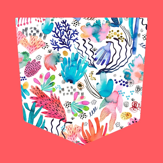 Pocket - Watercolor Coral Reef Multicolored by ninoladesign