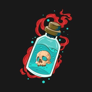 Japanese Skeleton venom bottle 3 - Vector art illustration T-Shirt