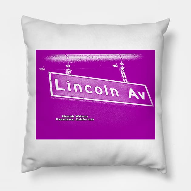 Lincoln Avenue, Pasadena, California PURP/WHITE by Mistah Wilson Pillow by MistahWilson