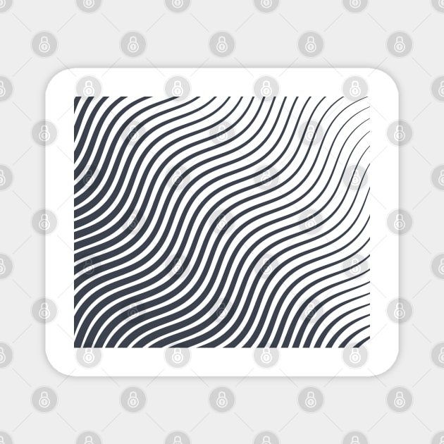 Wavy Lines Black And White Magnet by RajaGraphica