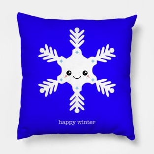 Happy Winter Kawaii Snowflake Pillow