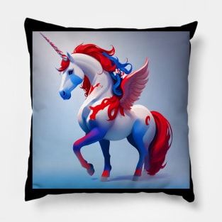 Red White Blue Unicorn Pillow