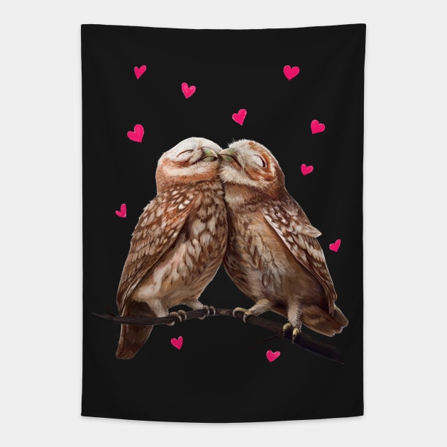 Owls in love Tapestry by kodamorkovkart