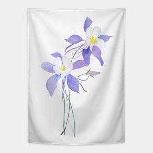 purple wild flower columbine flower watercolor Tapestry