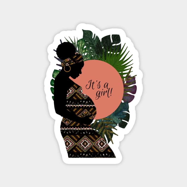 African Woman Baby Girl Announcement | Cherie's Art(c)2021 Magnet by CheriesArt