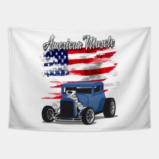 Blue 1932 Chevy 5 Window Coupe Hot Rod American Muscle Print Tapestry