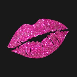 Hot Pink Faux Glitter Lips T-Shirt