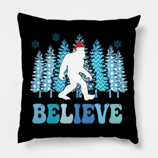 Believe Bigfoot Santa Claus Bigfoot Sasquatch Christmas Gift Pillow