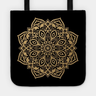 Elegant gold mandala on black Tote