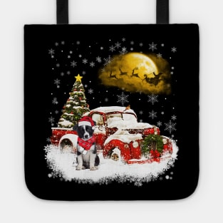 Red Truck Xmas Tree Border Collie Christmas Tote