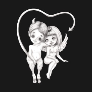 Little devil in love with cute angel T-Shirt