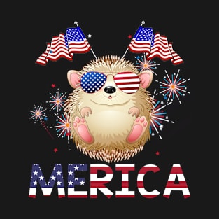 Merica Porcupine Usa American Flag Independence T-Shirt